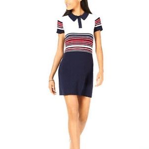 NWT Maison Jules striped polo sweater blu notte